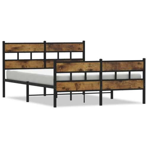 Metalni okvir kreveta bez madraca boja hrasta 135x190 cm - Dimljeni hrast 135 x 190 cm s uzglavljem i podnožjem Cijena