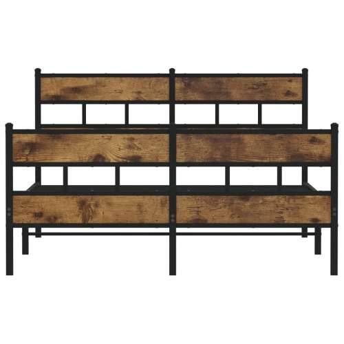 Metalni okvir kreveta bez madraca boja hrasta 135x190 cm - Dimljeni hrast 135 x 190 cm s uzglavljem i podnožjem Cijena