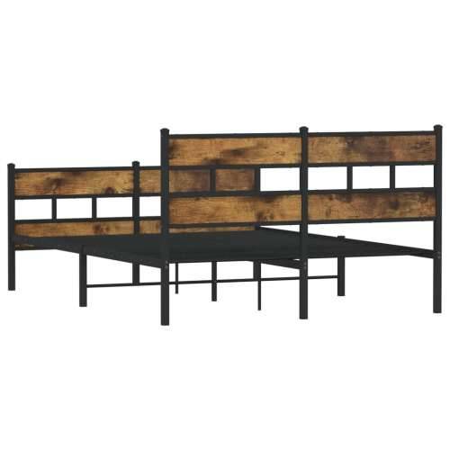 Metalni okvir kreveta bez madraca boja hrasta 135x190 cm - Dimljeni hrast 135 x 190 cm s uzglavljem i podnožjem Cijena