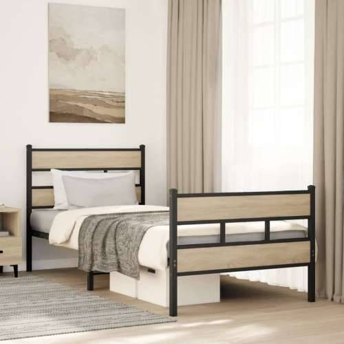 Metalni okvir kreveta bez madraca boja hrasta sonome 100x190 cm - sonoma hrast 100 x 190 cm s uzglavljem i podnožjem Cijena