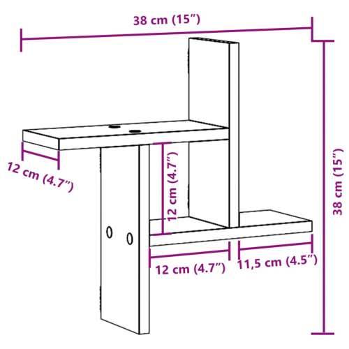 Zidne police 2 kom boja artisian hrast 38x12x38 cm drvene - Boja hrasta 38 x 12 x 38 cm 1 Cijena