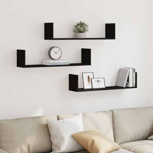 Zidne police 3 kom crne 80x18x18 cm konstruirano drvo - Crna 80 x 18 x 18 cm 1 Cijena