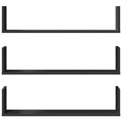 Zidne police 3 kom crne 80x18x18 cm konstruirano drvo - Crna 80 x 18 x 18 cm 1 Cijena