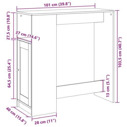 Barski stol s držačima boja drva 101 x 40 x 103,5 cm drveni - Staro drvo 1 Cijena