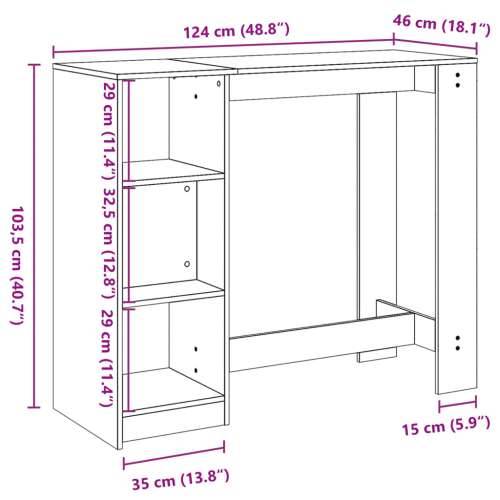 Barski stol s policom crni 124x46x103,5 cm konstruirano drvo Crna 1 Cijena