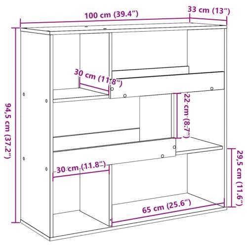 Ormarić za knjige / Paravan - Sobna pregrada crni 100 x 33 x 94,5 cm - Crna 1 94.5 cm Cijena