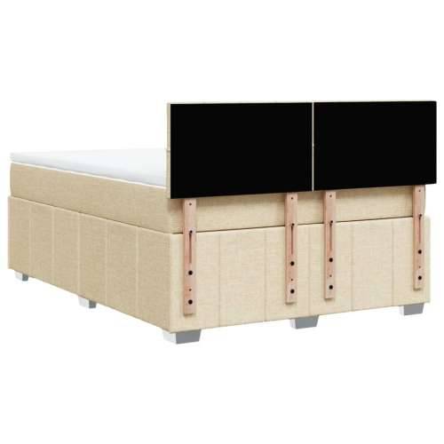 Krevet s oprugama i madracem krem 140x200 cm od tkanine - Krema 140 x 200 cm Blok s kvadratima Cijena