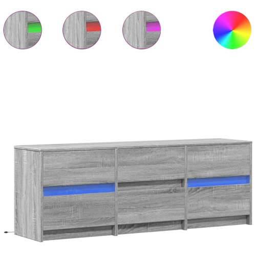 TV ormarić s LED svjetlima boja hrasta 140x34x50 cm drveni - Sivi hrast sonoma 1 140 cm Cijena