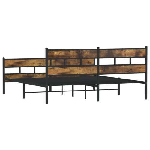 Metalni okvir kreveta bez madraca boja hrasta 200x200 cm - Dimljeni hrast 200 x 200 cm s uzglavljem i podnožjem Cijena