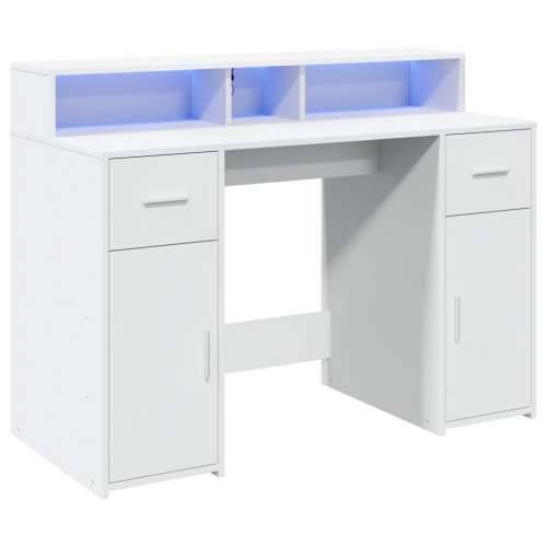 Radni stol LED bijeli 120 x 55 x 91 cm od konstruiranog drva - Bijela 120 x 55 x 91 cm Cijena