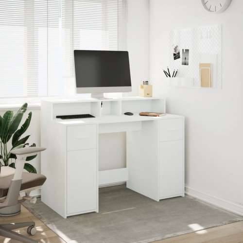 Radni stol LED bijeli 120 x 55 x 91 cm od konstruiranog drva - Bijela 120 x 55 x 91 cm Cijena