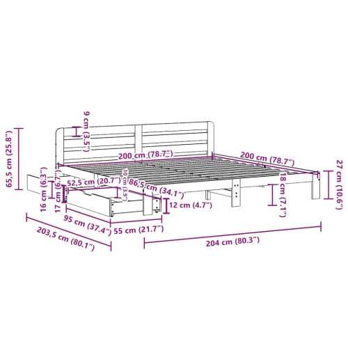 Okvir kreveta bez madraca bijeli 200x200 cm od masivne borovine - Bijela 200 x 200 cm Cijena