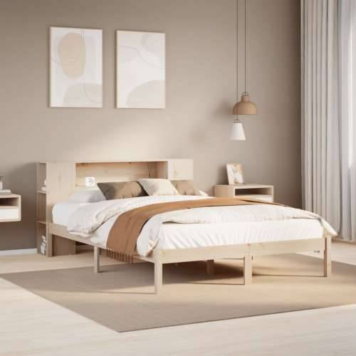 Krevet s regalom za knjige bez madraca 120x190 cm od borovine - Prirodna 120 x 190 cm Cijena