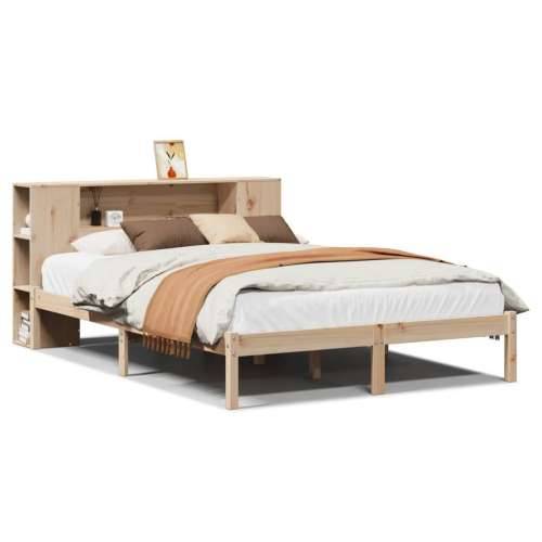 Krevet s regalom za knjige bez madraca 120x190 cm od borovine - Prirodna 120 x 190 cm Cijena