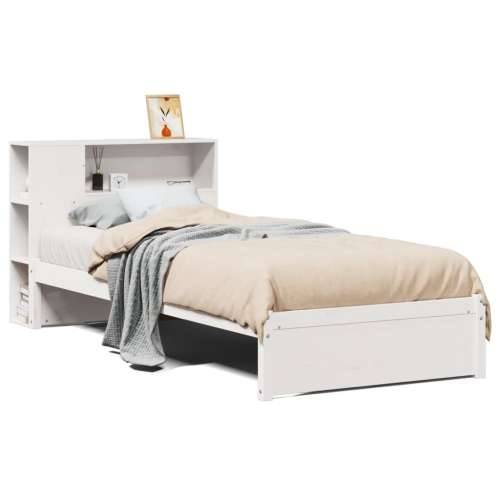 Krevet s regalom za knjige bez madraca bijeli 75x190cm borovina - Bijela 75 x 190 cm Cijena