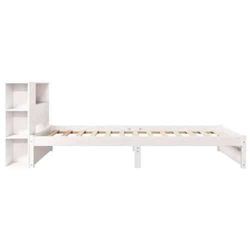 Krevet s regalom za knjige bez madraca bijeli 90x190cm borovina - Bijela 90 x 190 cm Cijena