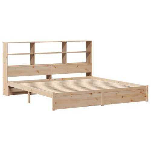 Krevet s regalom za knjige bez madraca 200 x 200 cm od borovine - Prirodna 200 x 200 cm Cijena