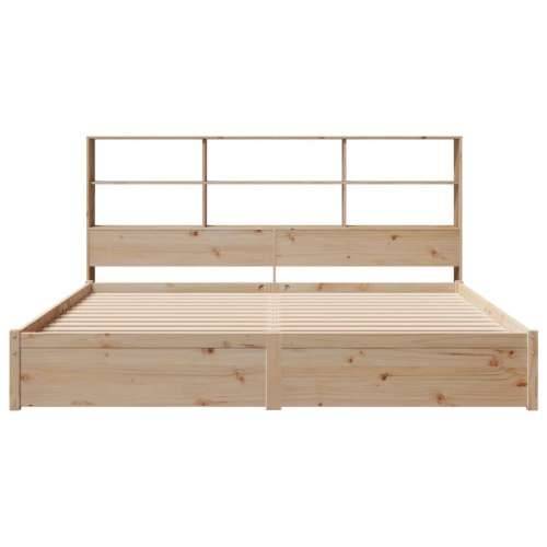 Krevet s regalom za knjige bez madraca 200 x 200 cm od borovine - Prirodna 200 x 200 cm Cijena