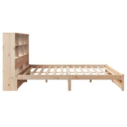 Krevet s regalom za knjige bez madraca 200 x 200 cm od borovine - Prirodna 200 x 200 cm Cijena