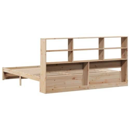 Krevet s regalom za knjige bez madraca 200 x 200 cm od borovine - Prirodna 200 x 200 cm Cijena