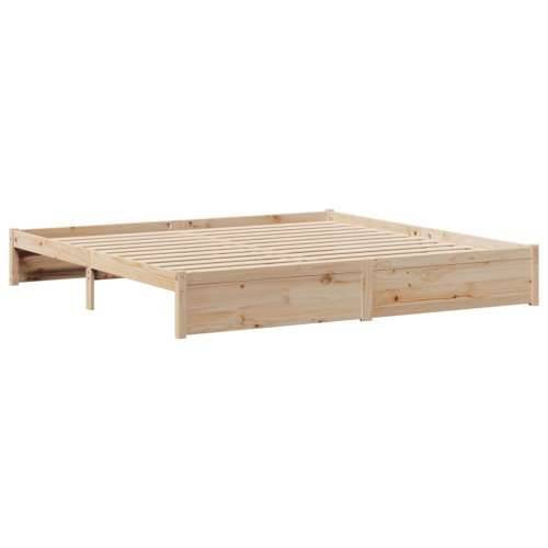 Krevet s regalom za knjige bez madraca 200 x 200 cm od borovine - Prirodna 200 x 200 cm Cijena
