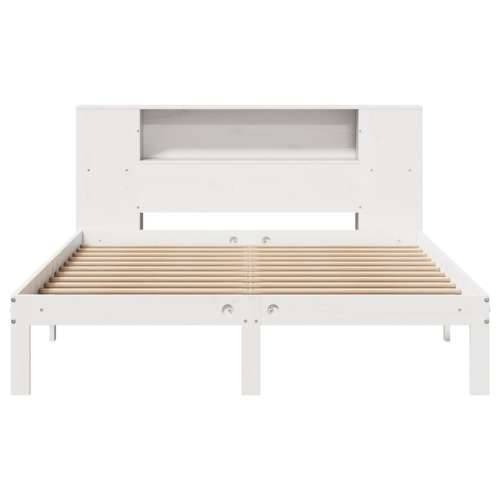 Krevet s regalom z knjige bez madraca bijeli 140x190cm borovina - Bijela 140 x 190 cm Cijena