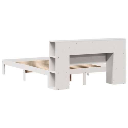 Krevet s regalom z knjige bez madraca bijeli 140x190cm borovina - Bijela 140 x 190 cm Cijena