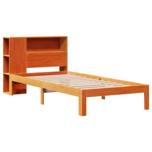 Krevet s regalom za knjige bez madraca 90 x 200 cm od borovine - Voštano smeđa 90 x 200 cm Cijena