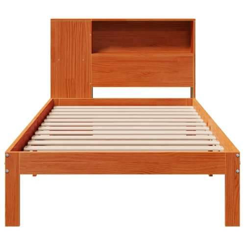 Krevet s regalom za knjige bez madraca 90 x 200 cm od borovine - Voštano smeđa 90 x 200 cm Cijena