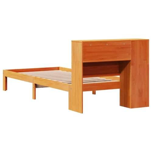 Krevet s regalom za knjige bez madraca 90 x 200 cm od borovine - Voštano smeđa 90 x 200 cm Cijena