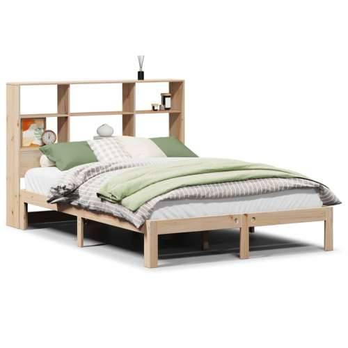Krevet s regalom za knjige bez madraca 135x190 cm od borovine - Prirodna 135 x 190 cm Cijena