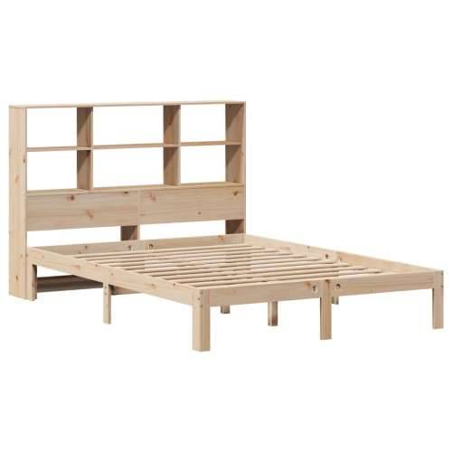 Krevet s regalom za knjige bez madraca 135x190 cm od borovine - Prirodna 135 x 190 cm Cijena