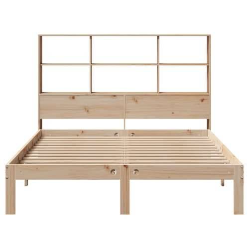 Krevet s regalom za knjige bez madraca 135x190 cm od borovine - Prirodna 135 x 190 cm Cijena