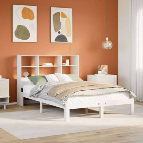 Krevet s regalom z knjige bez madraca bijeli 160x200cm borovina Bijela 160 x 200 cm Cijena