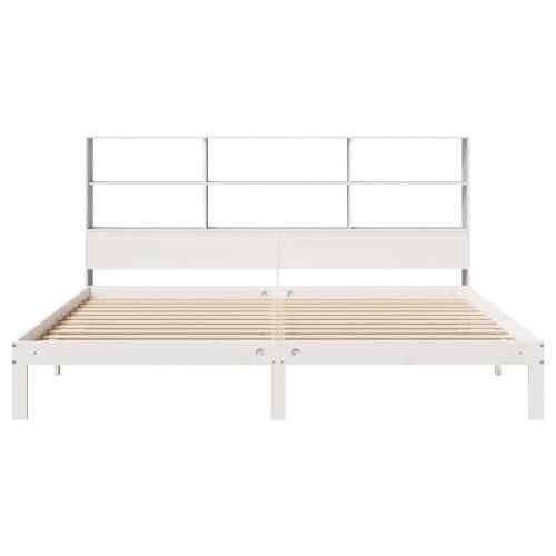 Krevet s regalom z knjige bez madraca bijeli 200x200cm borovina - Bijela 200 x 200 cm Cijena
