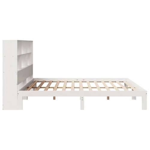 Krevet s regalom z knjige bez madraca bijeli 200x200cm borovina - Bijela 200 x 200 cm Cijena