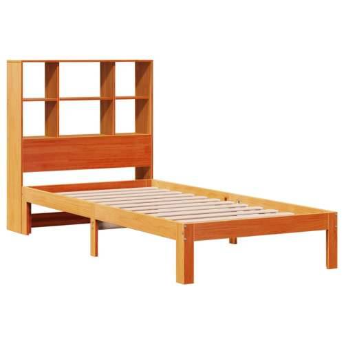 Krevet s regalom za knjige bez madraca 100 x 200 cm od borovine - Voštano smeđa 100 x 200 cm Cijena