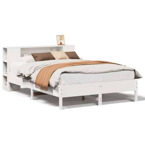 Krevet s regalom z knjige bez madraca bijeli 135x190cm borovina - Bijela 135 x 190cm Cijena