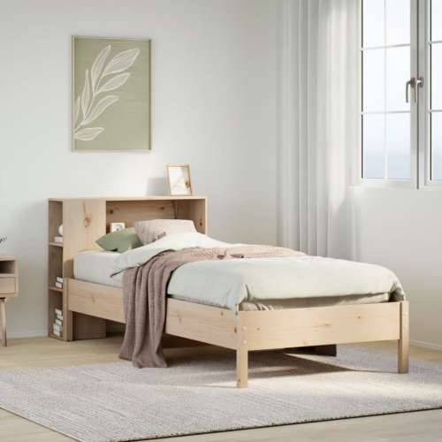 Krevet s regalom za knjige bez madraca 75x190 cm borovina - Prirodna 75 x 190 cm Cijena