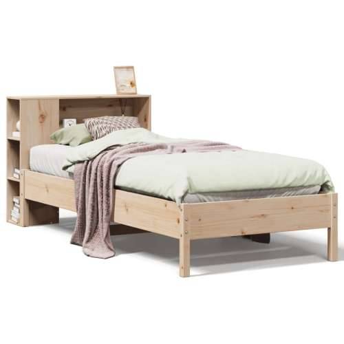 Krevet s regalom za knjige bez madraca 75x190 cm borovina - Prirodna 75 x 190 cm Cijena