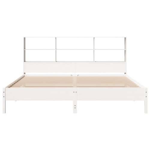 Krevet s regalom z knjige bez madraca bijeli 180x200cm borovina - Bijela 180 x 200 cm Cijena