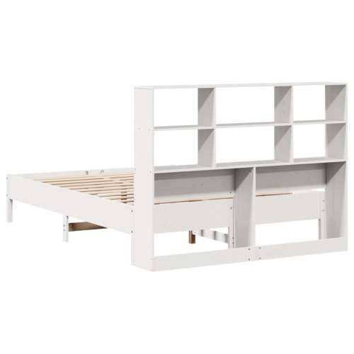 Krevet s regalom z knjige bez madraca bijeli 120x200cm borovina - Bijela 120 x 200 cm Cijena