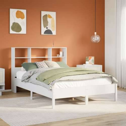 Krevet s regalom z knjige bez madraca bijeli 140x190cm borovina - Bijela 140 x 190 cm Cijena