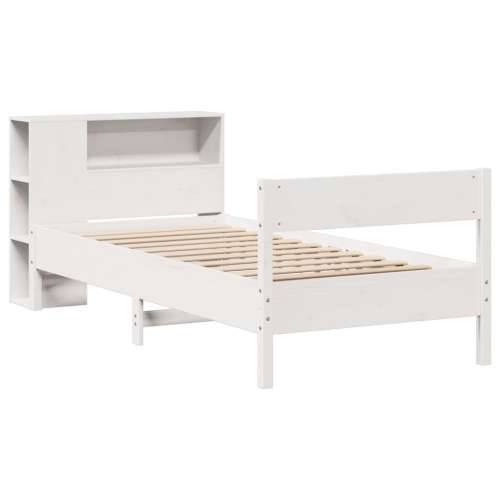 Krevet s regalom za knjige bez madraca bijeli 90x200cm borovina - Bijela 90 x 200 cm Cijena