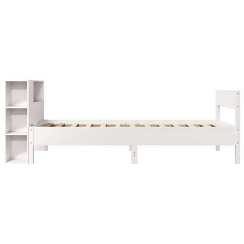 Krevet s regalom za knjige bez madraca bijeli 90x200cm borovina - Bijela 90 x 200 cm Cijena