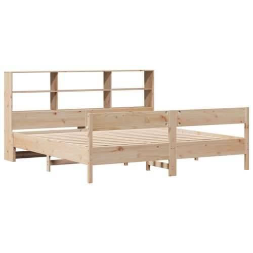 Krevet s regalom za knjige bez madraca 180x200 cm od borovine - Prirodna 180 x 200 cm Cijena