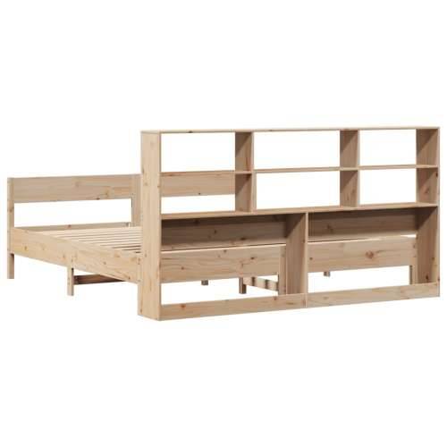 Krevet s regalom za knjige bez madraca 180x200 cm od borovine - Prirodna 180 x 200 cm Cijena