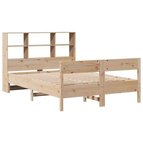 Krevet s regalom za knjige bez madraca 120x200 cm od borovine - Prirodna 120 x 200 cm Cijena