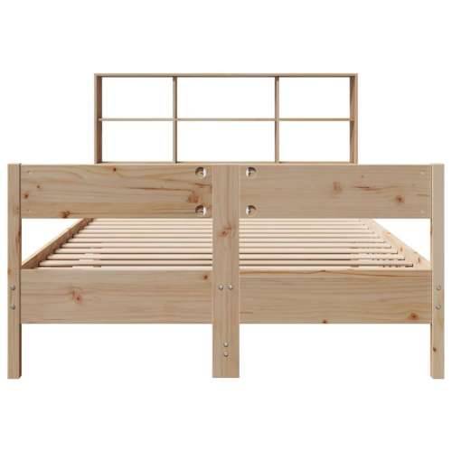 Krevet s regalom za knjige bez madraca 140x190 cm od borovine - Prirodna 140 x 190 cm Cijena