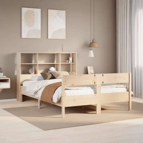 Krevet s regalom za knjige bez madraca 120x190 cm od borovine - Prirodna 120 x 190 cm Cijena